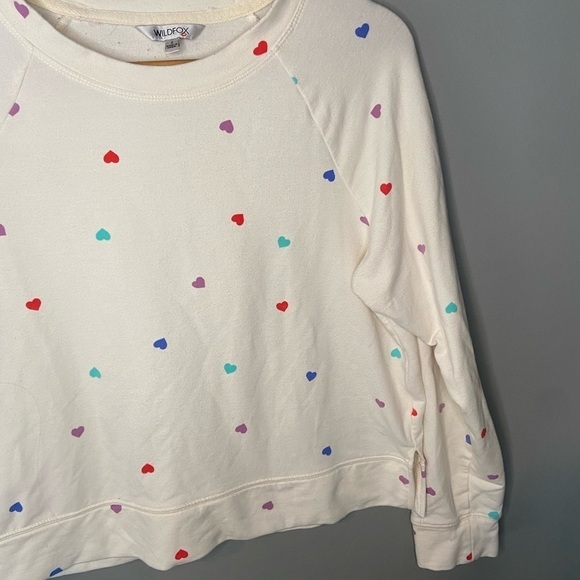 Wildfox Sommers Sweatshirt Natural Multicolor Heart Motif 2000s Y2K - Picture 5 of 7